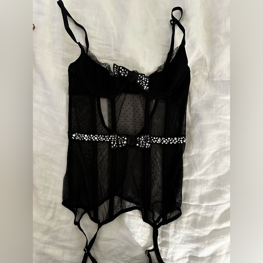 Victorias Secret Half-Cup Corsetted Teddy w/ Garter Clips